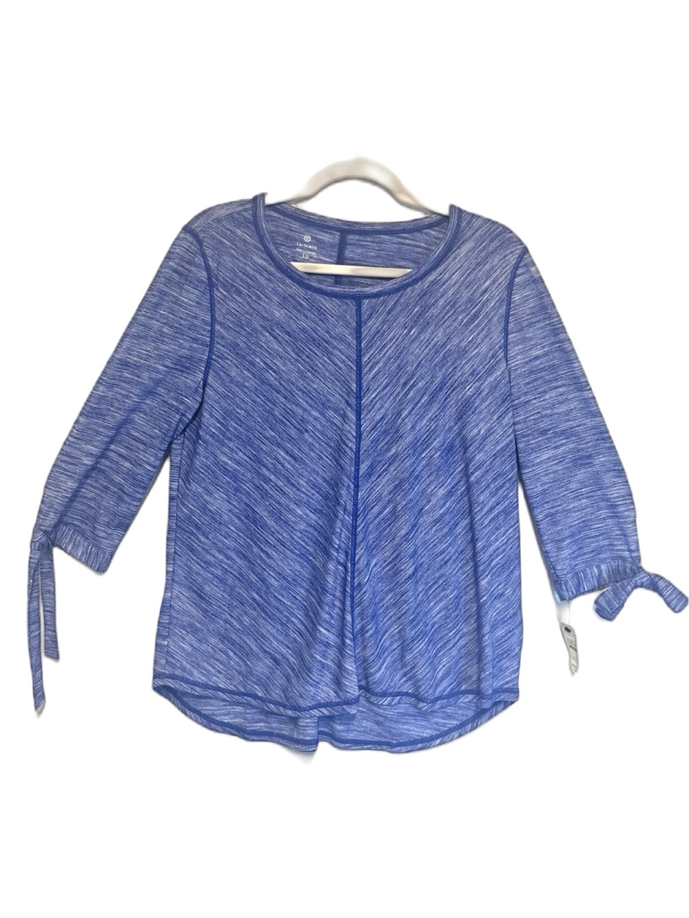 T by Talbots Blue Space-Dye Tie-Sleeve Top Blouse SZ LP
